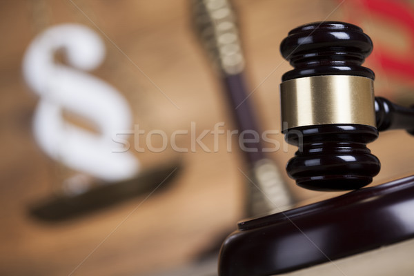 Judges wooden gavel and paragraph Stock photo © JanPietruszka