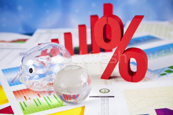 [[stock_photo]]: Pourcentage · réduction · coloré · signe · rouge · Finance