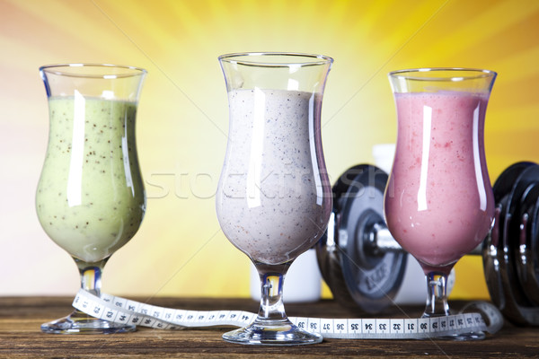 Milk shakes, sport and fitness Stock photo © JanPietruszka