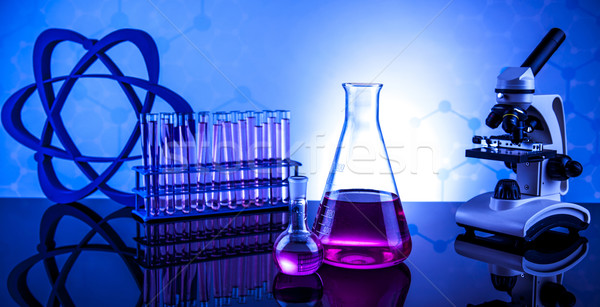 Química ciência laboratório artigos de vidro saúde azul Foto stock © JanPietruszka