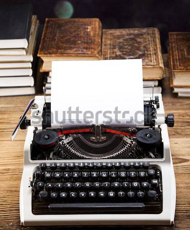 Stock photo: Old retro typewriter on wooden desk