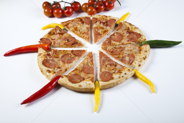 Supreme Pizza, tasty natural food theme Stock photo © JanPietruszka