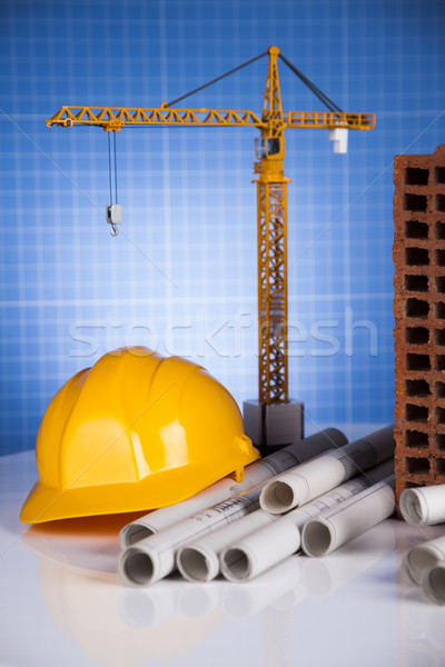 Kraan blauwdrukken bouwplaats business gebouw Stockfoto © JanPietruszka