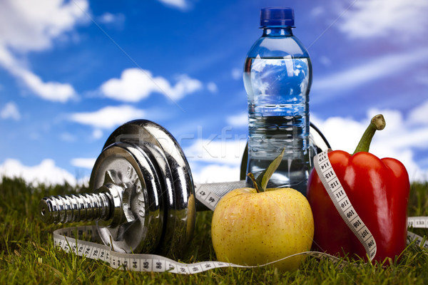 Diet and fitness, dumbell in vitamins  Stock photo © JanPietruszka