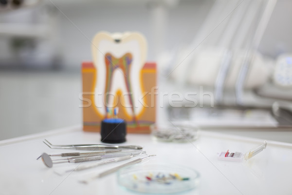 Tandheelkundige apparatuur arts geneeskunde spiegel tool professionele Stockfoto © JanPietruszka
