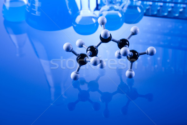 Foto stock: Laboratório · artigos · de · vidro · tecnologia · vidro · azul · indústria