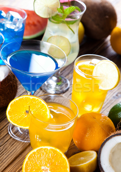 Cocktails, alcohol drinks with fruits Stock photo © JanPietruszka
