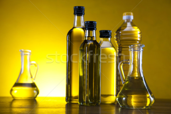 Stock photo:  Fresh olives, olive oil 