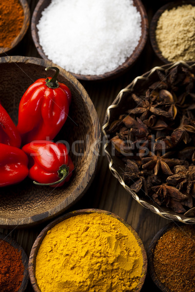 Spices and herbs, orintal cuisine vivid theme Stock photo © JanPietruszka