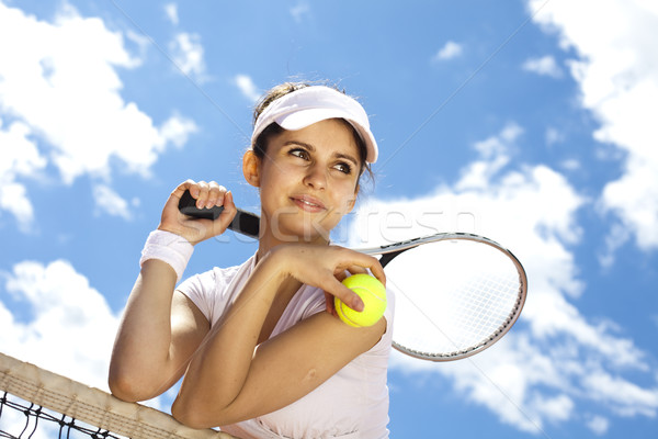 Woman playing tennis in summer Stock photo © JanPietruszka