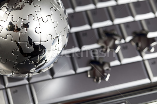 Laptop, modern network symbols concept Stock photo © JanPietruszka