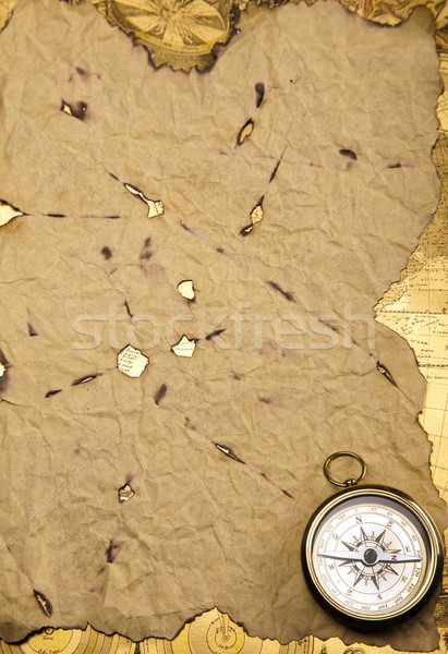 Old style compass and paper background Stock photo © JanPietruszka