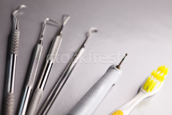 Tandheelkunde tandheelkundige tools geneeskunde spiegel tool Stockfoto © JanPietruszka