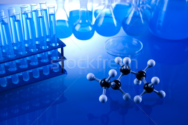 Foto stock: Laboratorio · cristalería · tecnología · vidrio · azul · industria