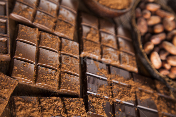 Stock photo: Bars Chocolate , candy sweet, dessert food on wooden background