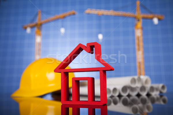 építkezés állvány tervrajzok épületek építkezés üzlet Stock fotó © JanPietruszka