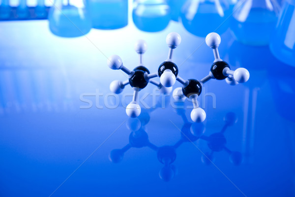 Chemischen Labor Glasgeschirr Technologie Glas blau Stock foto © JanPietruszka