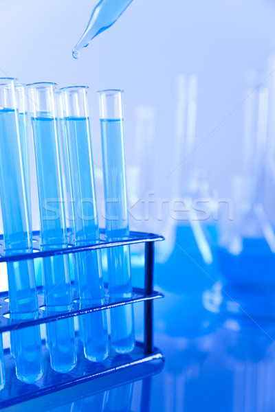 Stock foto: Labor · Glasgeschirr · Technologie · Glas · blau · Industrie