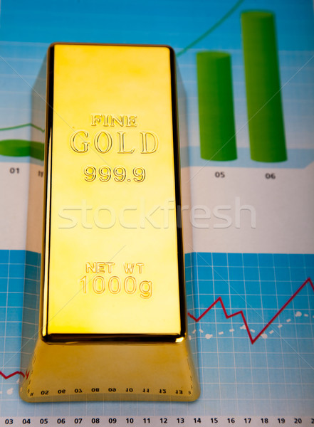 Gold bars with a linear graph, ambient financial concept Stock photo © JanPietruszka