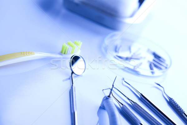 Fogászat fogászati szerszámok gyógyszer tükör szerszám Stock fotó © JanPietruszka
