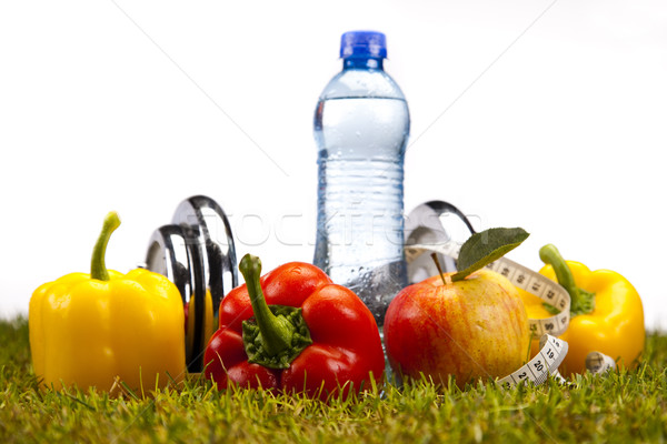 Foto stock: Fitness · comida · grama · verde · saúde · energia · gordura