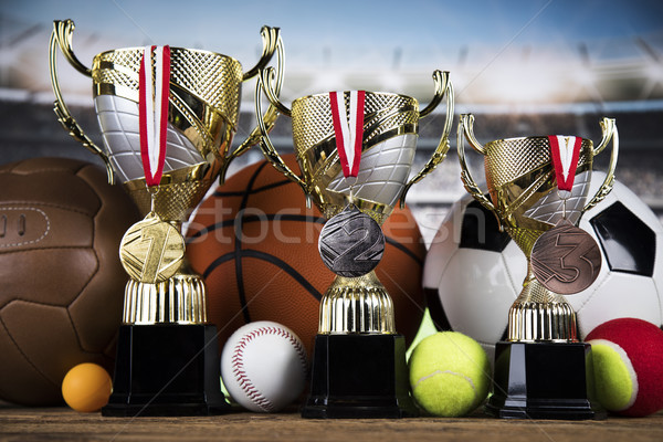 Stock foto: Trophäe · gewinnen · Sport · Ball · Kugeln · Meisterschaft