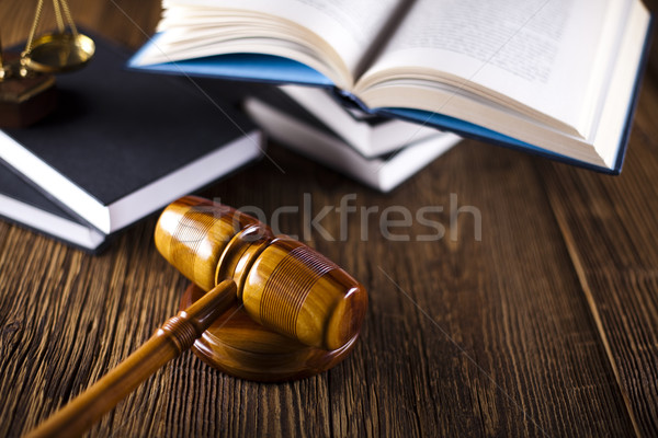 Stock photo: Wooden gavel barrister, justice concept, legal system 