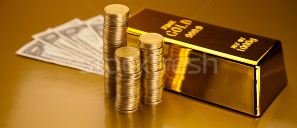 Arany bár pénzügyi pénz fém bank Stock fotó © JanPietruszka