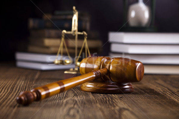 Stock photo: Law theme, mallet of judge, wooden gavel 