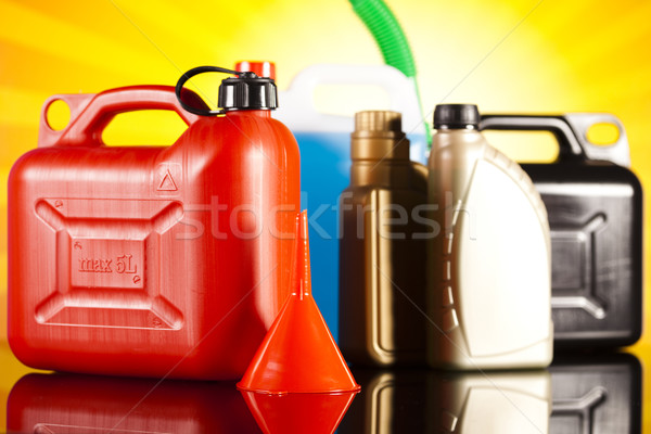 Canisters, Liquids for car on vivid moto concept Stock photo © JanPietruszka