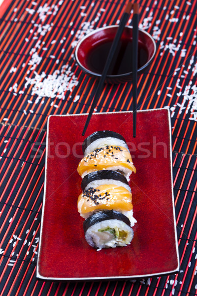 Japanese mix sushi, oriental cuisine colorful theme Stock photo © JanPietruszka