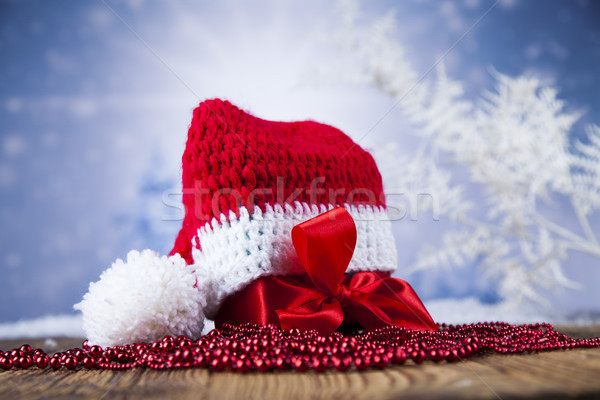 Stock fotó: Piros · mikulás · kalap · ünnep · karácsony · háttér