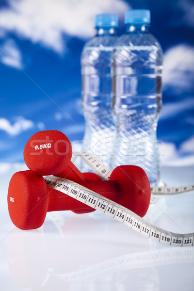 Stock photo: Fitness, dumbell and blue sky 