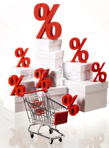 [[stock_photo]]: Pourcentage · réduction · coloré · rouge · Finance · banque