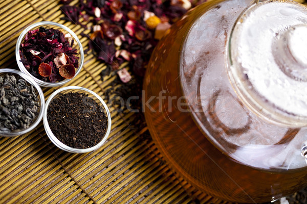 Glass teapot of tea with lemon Stock photo © JanPietruszka