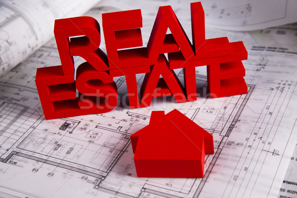 Real estate agency concept and blueprints  Stock photo © JanPietruszka