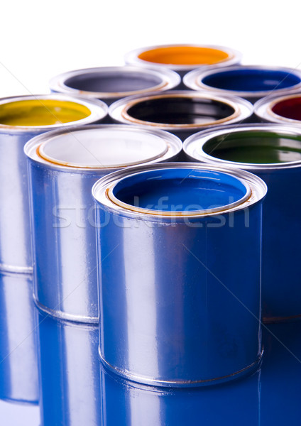 Paint, cans, brush, bright colorful tone concept Stock photo © JanPietruszka