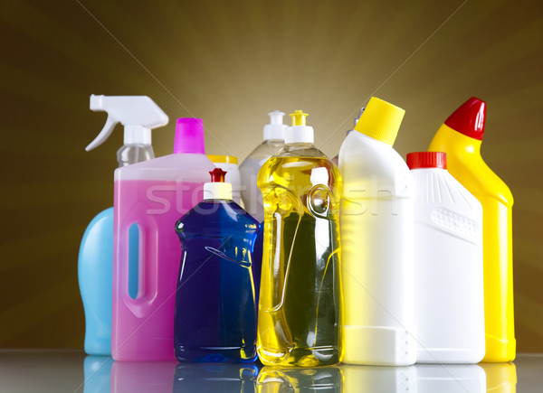Produktów czyszczących słońca pracy domu butelki usługi Zdjęcia stock © JanPietruszka
