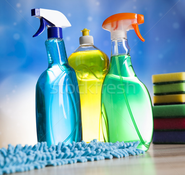 Grup temizlik ev çalışmak renkli şişe Stok fotoğraf © JanPietruszka