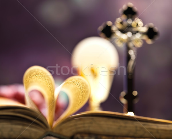 Sakrament komunii jasne książki Jezusa kościoła Zdjęcia stock © JanPietruszka