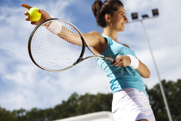 Joc tenis femeie viaţă tineri persoană Imagine de stoc © JanPietruszka