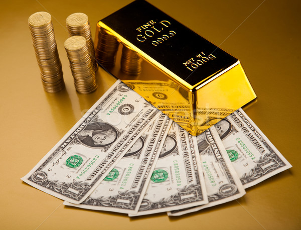 Stock photo: Stack of gold bars, ambient financial concept