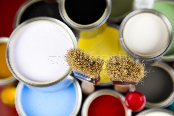 Paint and cans, bright colorful tone concept Stock photo © JanPietruszka