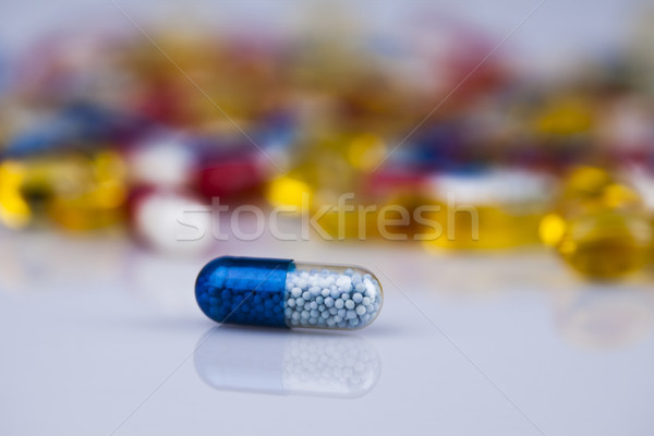 Gyógyszer egészséges közelkép kapszulák orvosi fájdalom Stock fotó © JanPietruszka