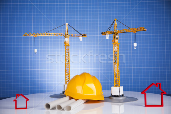 Bouwplaats kraan blauwdrukken gebouwen bouw business Stockfoto © JanPietruszka