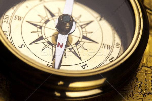 Stock foto: Kompass · Papier · Karte · Hintergrund · Reise