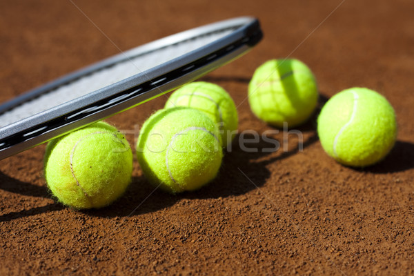 [[stock_photo]]: Raquette · de · tennis · tribunal · fond · jouer · jeu