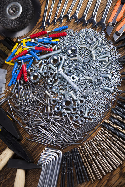 Drewna narzędzia strony pracy pracownika moc Zdjęcia stock © JanPietruszka