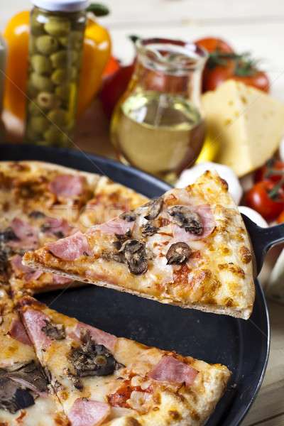 Fresh pizza, tasty natural food theme Stock photo © JanPietruszka