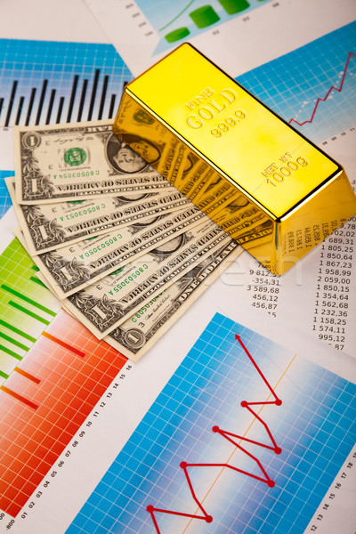 Boglya aranyrúd pénzügyi pénz fém bank Stock fotó © JanPietruszka